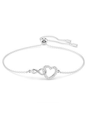 Swarovski Silver Heart & Infinity Bracelet with Clear Crystals